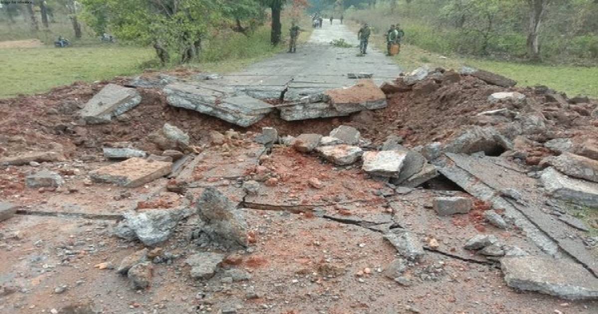 IED explosion by Naxals damage road in Chhattisgarh's Potampara